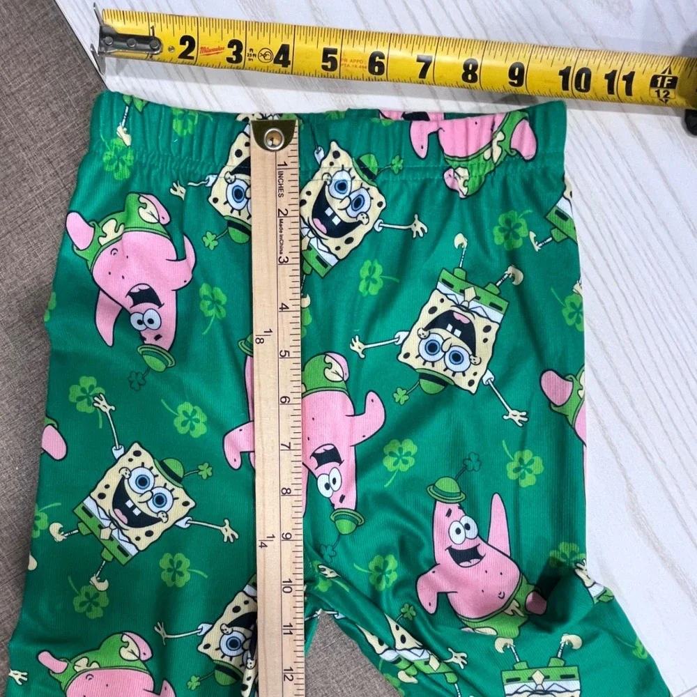 SpongeBob SquarePants Pajama Set Boys 8 White Green Patrick St Patricks Day New